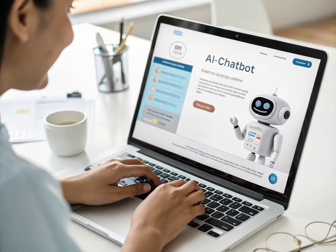 An image depicting a virtual assistant or chatbot interacting with customers, showcasing the power of AI in enhancing customer service and engagement.