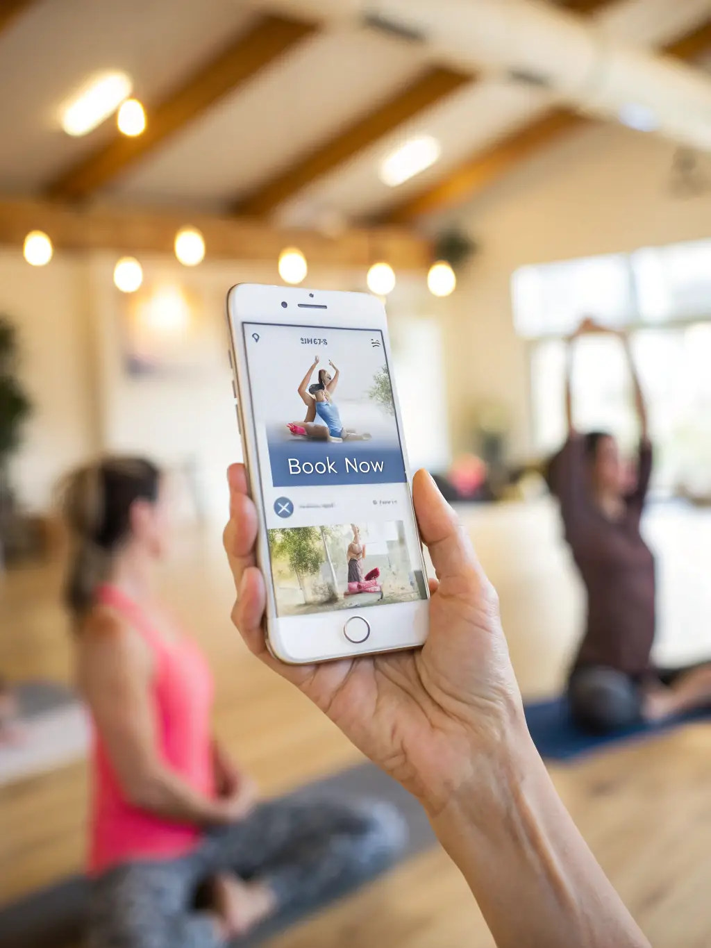 A close-up shot of a smartphone displaying a vibrant and engaging Facebook ad for a local business, showcasing targeted advertising in action.